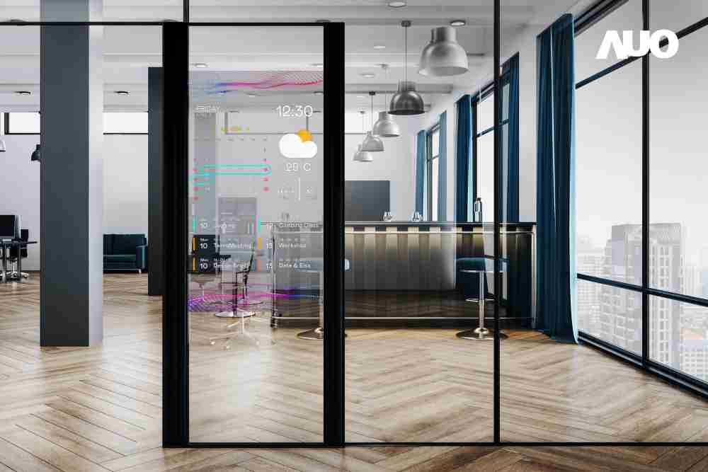 60吋Micro LED透明窗屏显示器，，可依需求调整并延伸应用于不同场域，，，包括汽车侧窗或家庭玄关、、、、智慧橱窗、、、商业展示等面向，，，提供丰富的信息娱乐内容