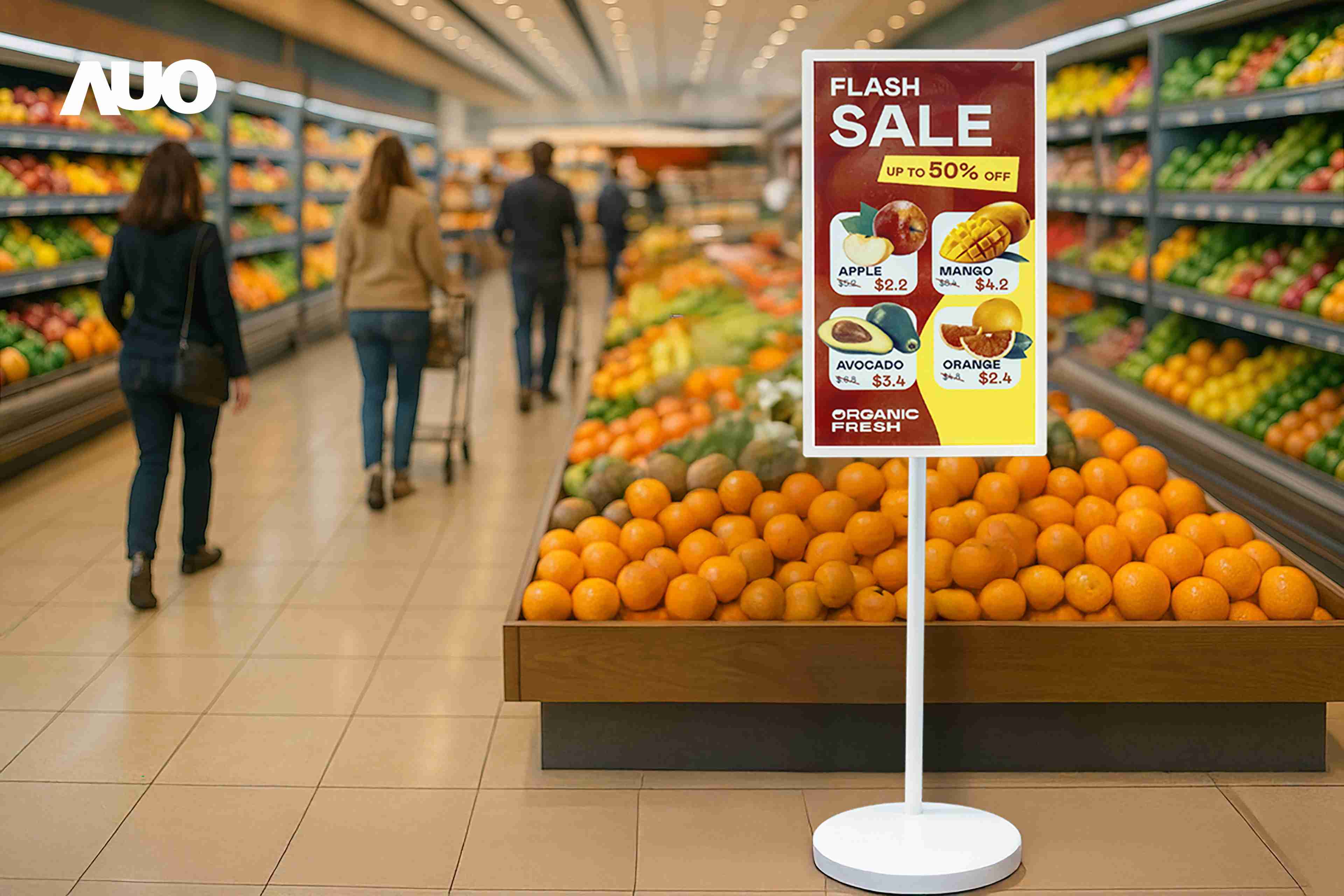 达擎首亮相低功耗、、全彩的〝aecoPost电子纸解决方案〞，，仅在更新画面时需要微量的电力驱动，，无需布建电线的便捷设计，，，，使其可灵活应用、、、随意置放，，并可透过云端或行动装置app，，，轻松管理及排程广告内容，，，晋升店头营销利器。。